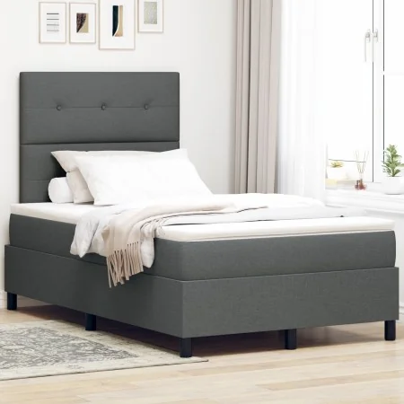 Cama con Somier con Colchón Gris Oscuro 120x200 cm Tela von , Betten und Lattenroste - Ref: Foro24-3339379, Preis: 414,62 €, ...