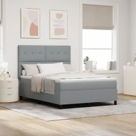 Cama somier y colchón Gris Claro 140x190 cm Tela