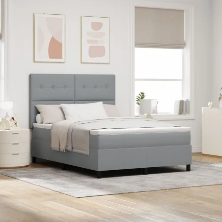 Cama con Box Spring y Colchón Gris Claro 140x200 cm Tela | Foro24.es | Tu tienda online para hogar, jardín y más Foro24.es
