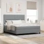 Cama con Box Spring con Colchón Gris Claro Super King Tela | Foro24.es | Tu tienda online para hogar, jardín y más Foro24.es
