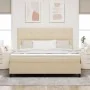 Cama Box Spring con Colchón Crema Super King Tela | Foro24.es | Tu tienda online para hogar, jardín y más Foro24.es