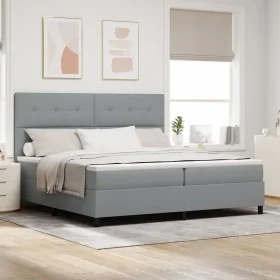 Cama de Resortes con Colchón Gris Claro 200x200