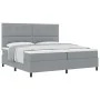 Cama de Resortes con Colchón Gris Claro 200x200 cm Tela | Foro24.es | Tu tienda online para hogar, jardín y más Foro24.es