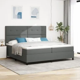 Cama con base y colchón gris oscuro 200x200 cm de