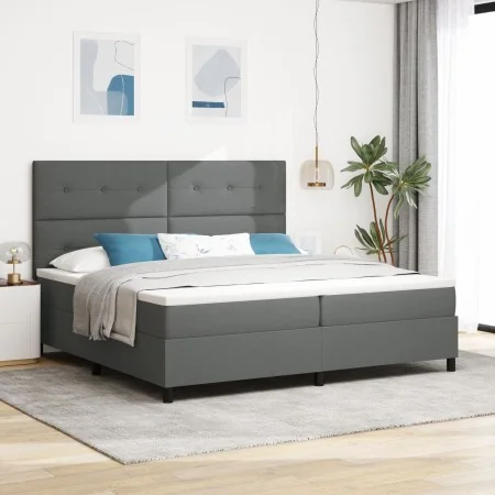 Cama con base y colchón gris oscuro 200x200 cm de tela | Foro24.es | Tu tienda online para hogar, jardín y más Foro24.es