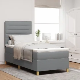 Cama con Somier con Colchón Gris Claro 90x200 cm