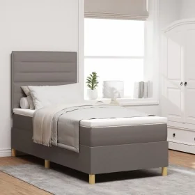 Cama con base con colchón taupe 90x200 cm tela