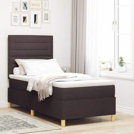 Cama con Box Spring con Colchón Marrón Oscuro 100x200 cm Tela | Foro24.es | Tu tienda online para hogar, jardín y más Foro24.es