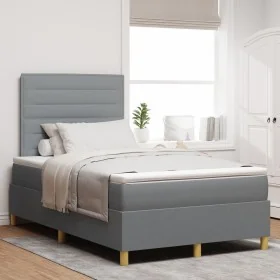 Cama Box Spring con Colchón Gris Claro 120x200 cm
