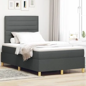 Cama con Somier Gris Oscuro 120x200 cm Tela
