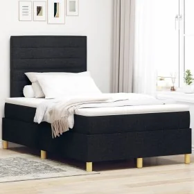 Cama con Base de Resortes Negra 120x200 cm Tela
