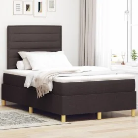 Cama con Somier con Colchón Marrón Oscuro 120x200