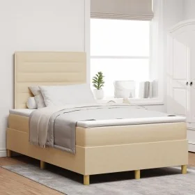 Cama con Base de Resortes y Colchón Crema 120x200 cm Tela de , Camas y somieres - Ref: Foro24-3339537, Precio: 433,53 €, Desc...