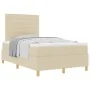 Cama con Base de Resortes y Colchón Crema 120x200 cm Tela by , Beds and slatted bases - Ref: Foro24-3339537, Price: 433,57 €,...