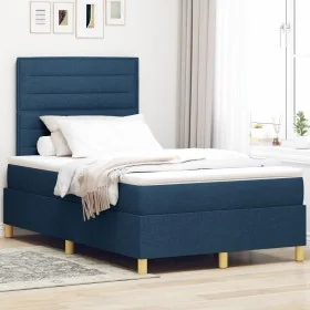Cama con Base de Resorte y Colchón Azul 120x200 cm Tela by , Beds and slatted bases - Ref: Foro24-3339538, Price: 441,75 €, D...