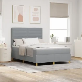 Cama con Sommier y Colchón Gris Claro 140x190 cm
