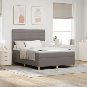 Cama con Base de Resortes y Colchón Taupe 140x190
