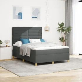 Cama con Base con Colchón Gris Oscuro 140x200 cm