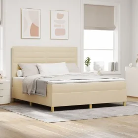 Cama Box Spring con Colchón Crema Super King Tela