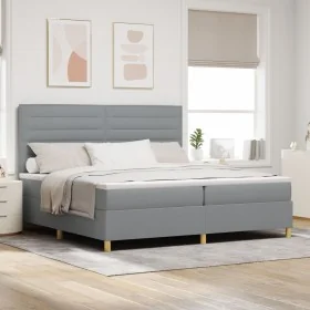 Cama Base Tapizada con Colchón Gris Claro 200x200