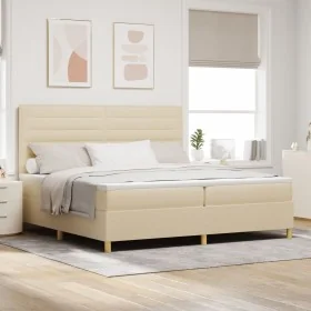 Cama con Base de Resortes y Colchón Crema 200x200