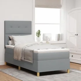 Cama con Somier y Colchón Gris Claro 100x200 cm