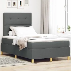 Cama con Base de Resortes y Colchón Gris Oscuro