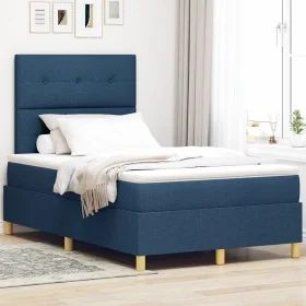 Cama Box Spring con Colchón Azul 120x200 cm Tela by , Beds and slatted bases - Ref: Foro24-3339615, Price: 438,10 €, Discount: %