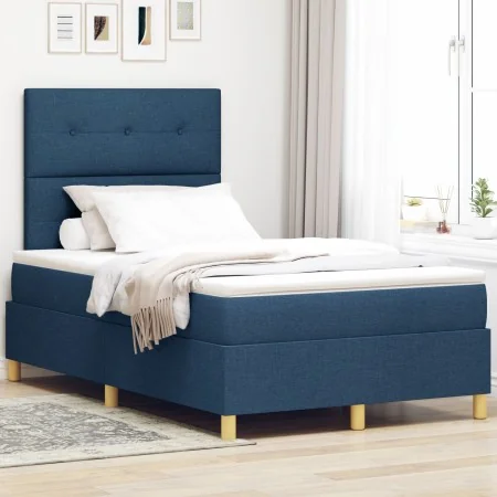 Cama Box Spring con Colchón Azul 120x200 cm Tela by , Beds and slatted bases - Ref: Foro24-3339615, Price: 438,10 €, Discount: %