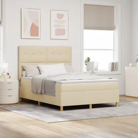 Cama con somier y colchón Crema 140x190 cm Tela | Foro24.es | Tu tienda online para hogar, jardín y más Foro24.es