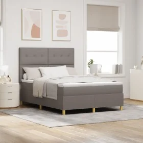 Cama con Somier con Colchón Taupe 140x200 cm Tela