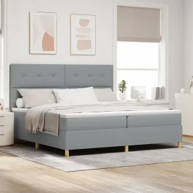 Cama con somier y colchón gris claro 200x200 cm