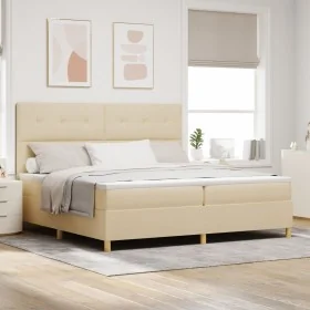 Cama con Box Spring y Colchón Crema 200x200 cm