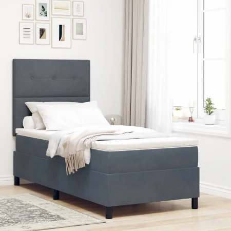 Cama Box Spring con Colchón Gris Oscuro 90x200 cm Terciopelo | Foro24.es | Tu tienda online para hogar, jardín y más Foro24.es