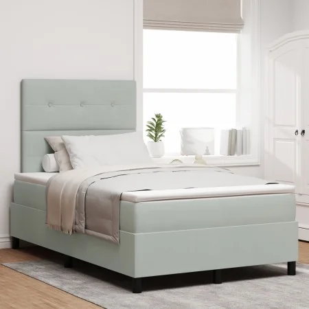 Cama con Somier y Colchón Gris Claro 120x200 cm Terciopelo by , Beds and slatted bases - Ref: Foro24-3339824, Price: 425,36 €...