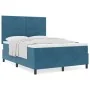 Cama Box Spring con Colchón Azul Oscuro 140x190 cm Terciopelo von , Betten und Lattenroste - Ref: Foro24-3339834, Preis: 500,...