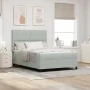 Cama con somier box spring y colchón Gris Claro 140x200 cm Terciopelo | Foro24.es | Tu tienda online para hogar, jardín y más Foro24.es