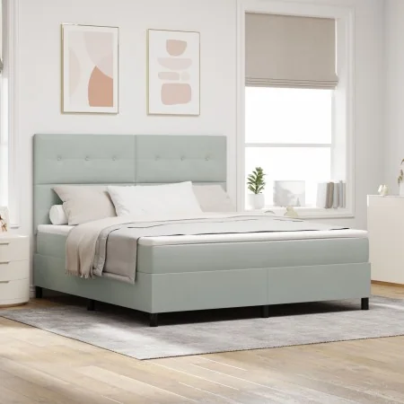 Cama Box Spring con colchón Gris Claro Super King Terciopelo | Foro24.es | Tu tienda online para hogar, jardín y más Foro24.es