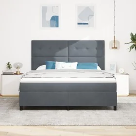 Cama con somier y colchón Gris oscuro Super King