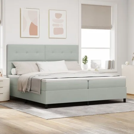 Cama Box Spring con Colchón Gris Claro 200x200 cm Terciopelo by , Beds and slatted bases - Ref: Foro24-3339854, Price: 641,14...