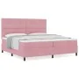 Cama Box Spring con colchón Rosa 200x200 cm de Terciopelo by , Beds and slatted bases - Ref: Foro24-3339859, Price: 624,21 €,...