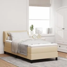 Estructura de Cama con Colchón Crema Tejido 100 x