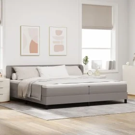 Cama Box Spring con Colchón Taupe 200x200 cm Tela