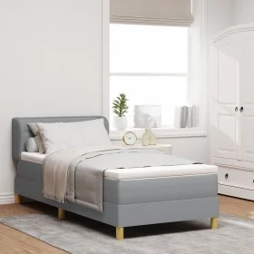 Cama Box Spring con Colchón Gris Claro 90x200 cm Tela by , Beds and slatted bases - Ref: Foro24-3340129, Price: 321,07 €, Dis...