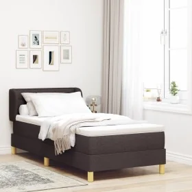 Cama Box Spring con Colchón Marrón Oscuro 100x200 cm Tela by , Beds and slatted bases - Ref: Foro24-3340139, Price: 348,60 €,...