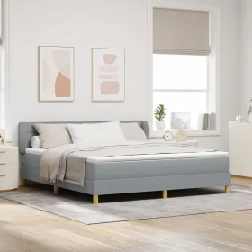 Cama box spring con colchón gris claro 180x200 cm