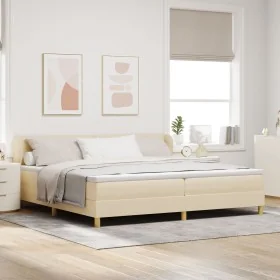 Cama Box Spring con Colchón Crema 200x200 cm Tela by , Beds and slatted bases - Ref: Foro24-3340239, Price: 567,91 €, Discoun...