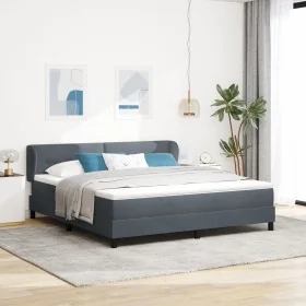 Cama Box Spring con Colchón Gris Oscuro de