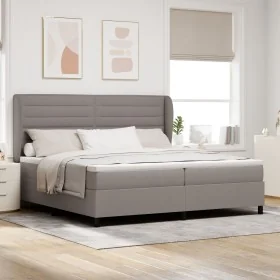 Cama con somier y colchón taupe 200x200 cm en tela