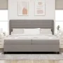 Cama con somier y colchón taupe 200x200 cm en tela | Foro24.es | Tu tienda online para hogar, jardín y más Foro24.es